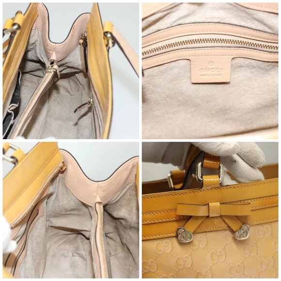 GUCCI GG Canvas Hand Bag Enamel Yellow Gold - Picture 14 of 15